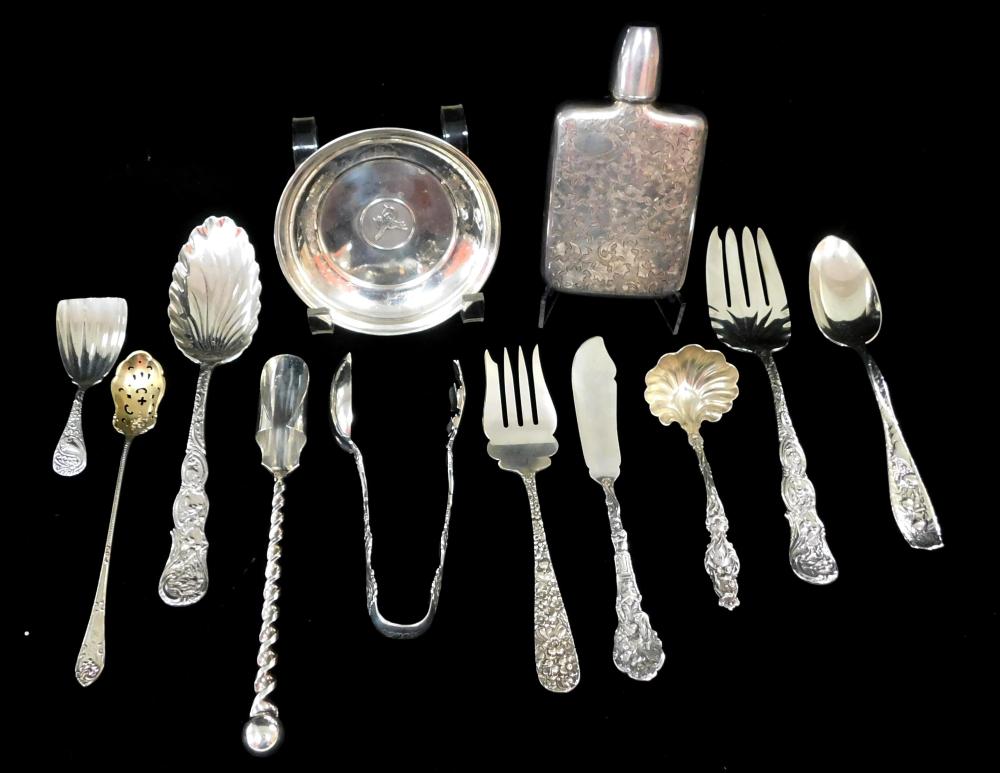 SILVER: TWELVE PIECES OF ASSORTED SERVING