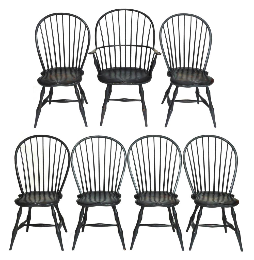 SEVEN WINDSOR DINING CHAIRS, SIX