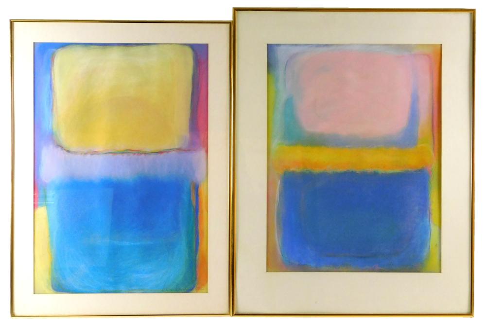 TWO PASTELS ON PAPER ADELL  31e966
