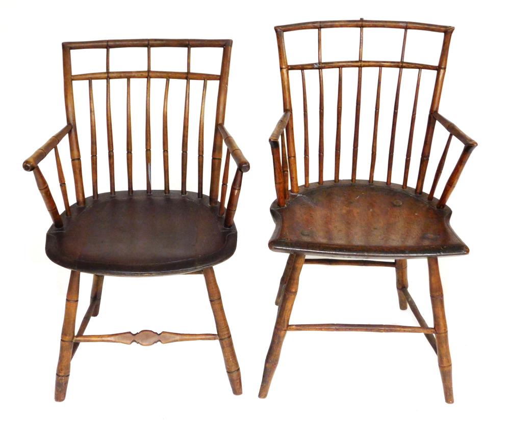 TWO SIMILAR WINDSOR ARMCHAIRS,