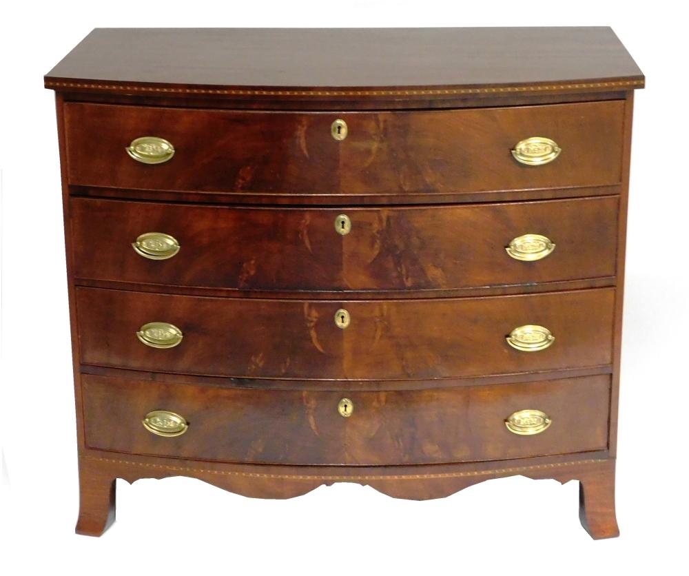 FEDERAL BOWFRONT CHEST OF DRAWERS,