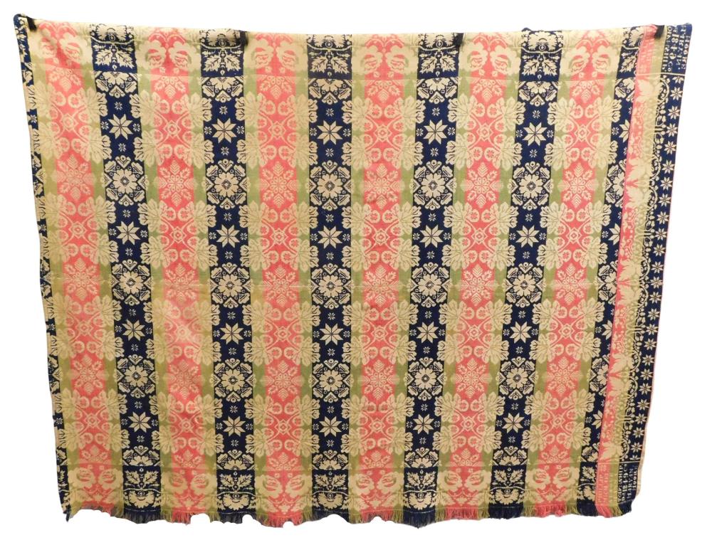 TEXTILES: JACQUARD-WOVEN COVERLET,