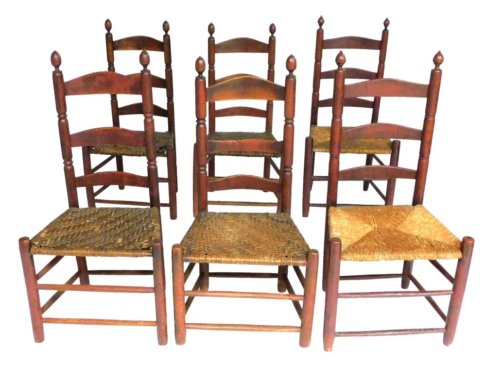 SET OF SIX ASSEMBLED EARLY LADDERBACK