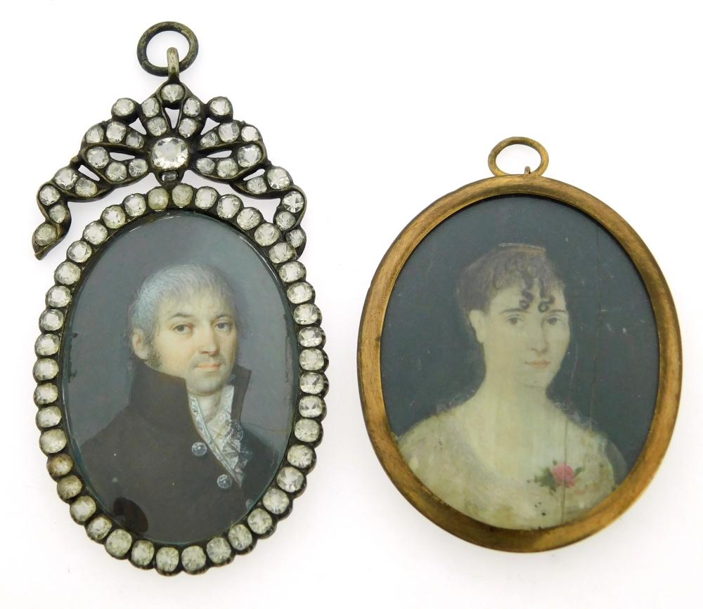 MINIATURE: MAN AND WOMAN BOTH ON OVAL