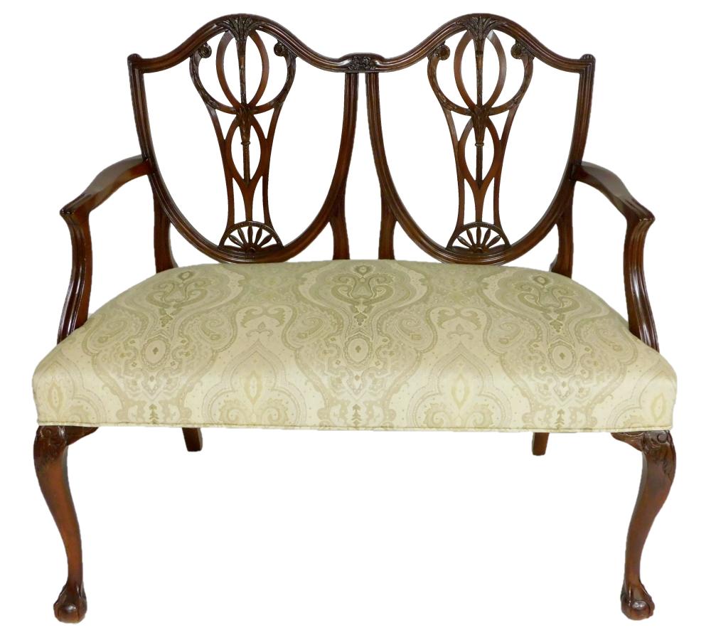 HEPPLEWHITE STYLE DOUBLE CHAIRBACK SETTEE,