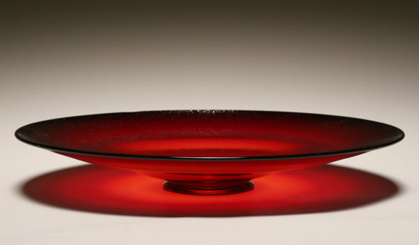 14" Fenton red stretch glass charger.