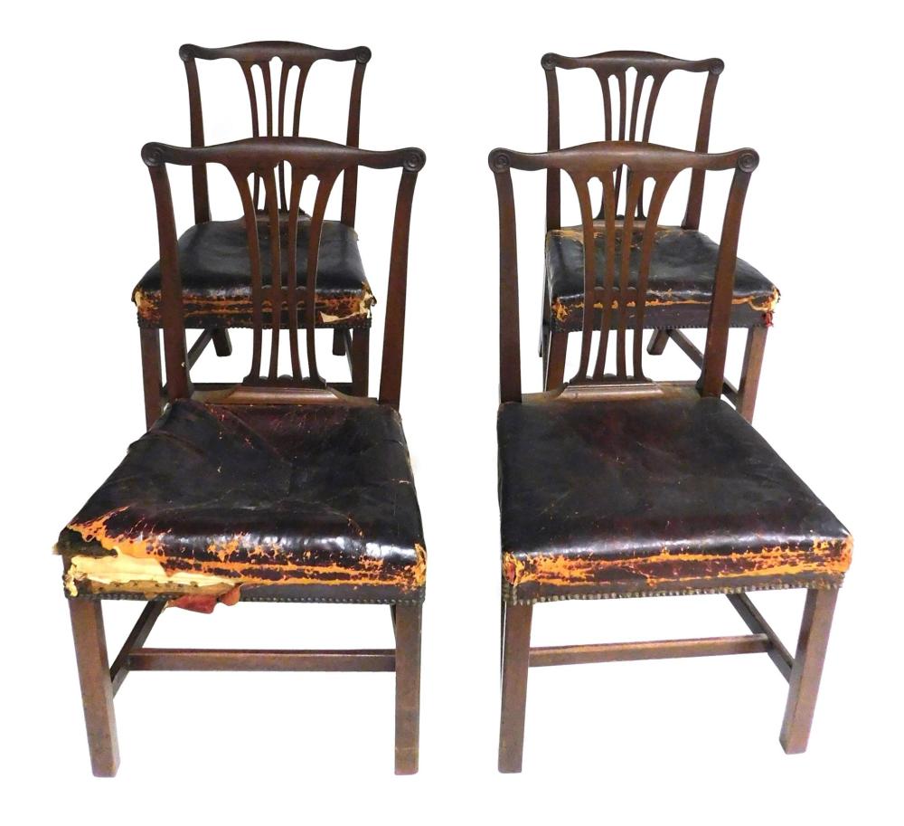 FOUR DINING CHAIRS, ENGLISH, LATE