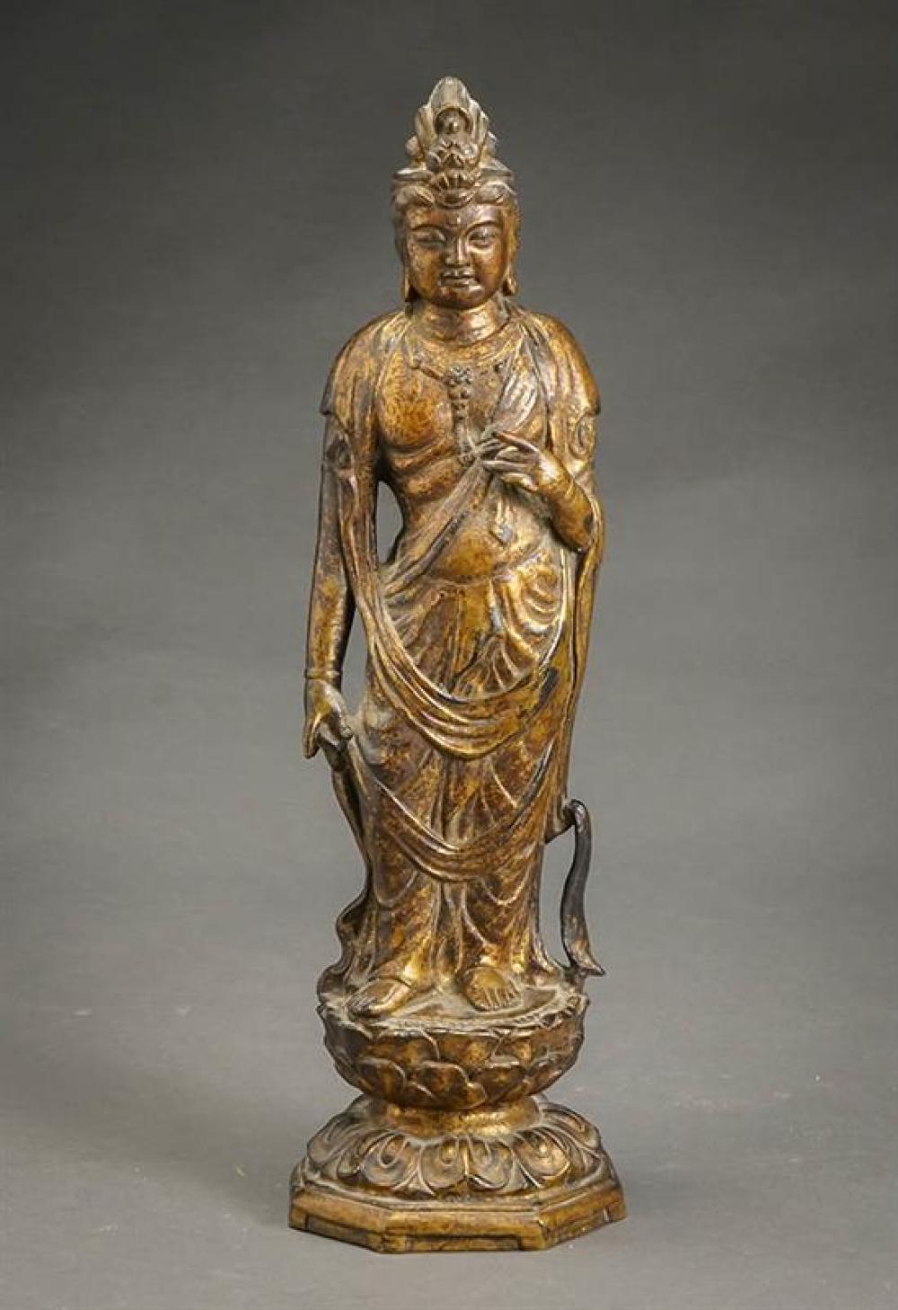 CHINESE GILT BRONZE FIGURE OF GUANYIN,