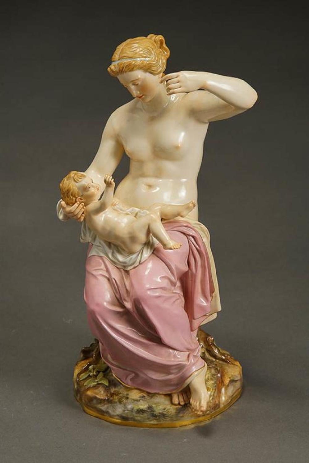 MEISSEN FIGURE OF MOTHER AND CHILD