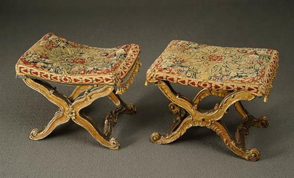 TWO SIMILAR LOUIS XV GILTWOOD AUBUSSON