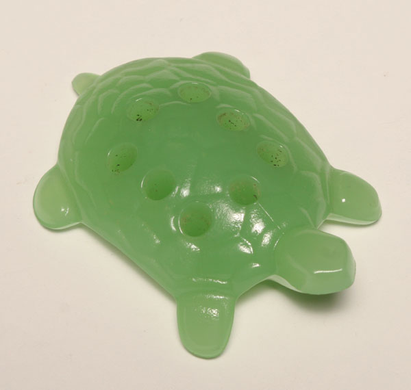 Fenton Jade Turtle flower block frog  4fe00