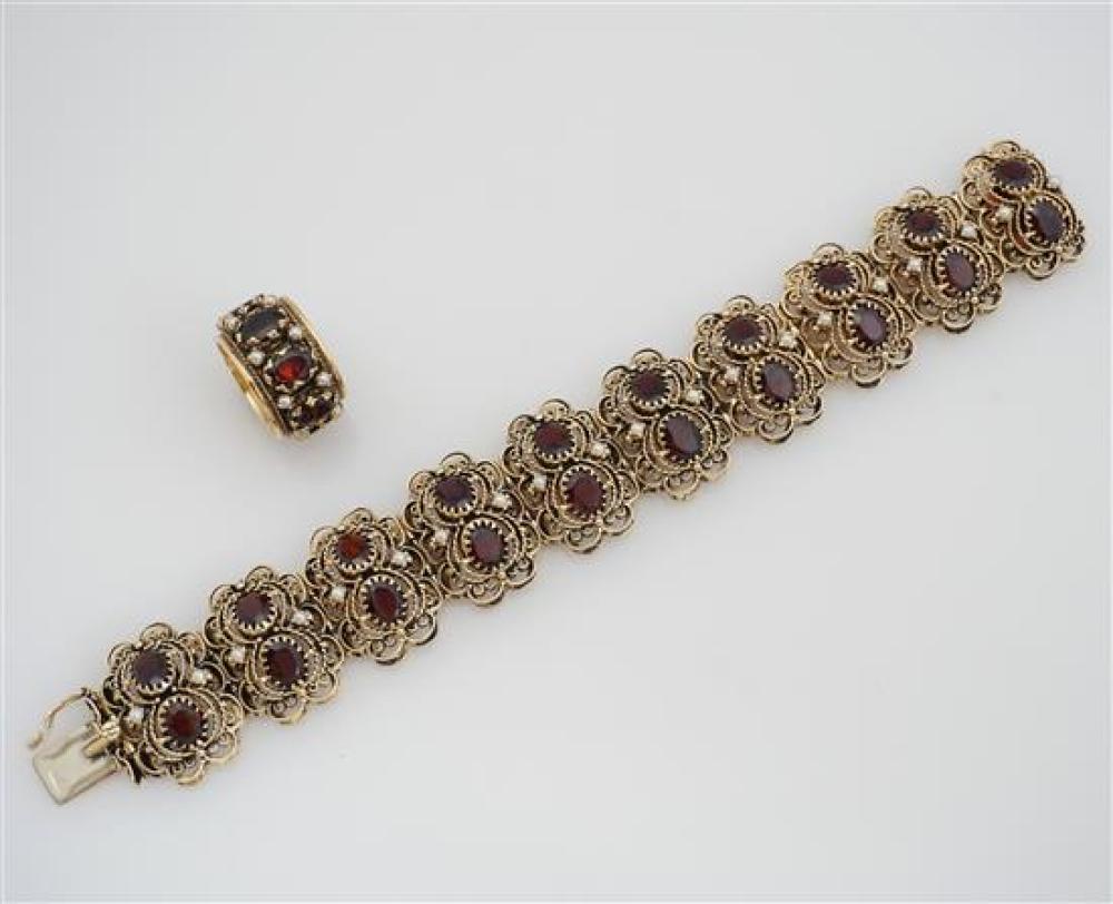 14 KARAT YELLOW GOLD GARNET AND 31ec73