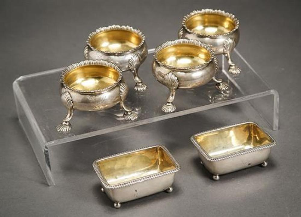 THREE PAIRS OF ENGLISH SILVER SALT 31ed1f