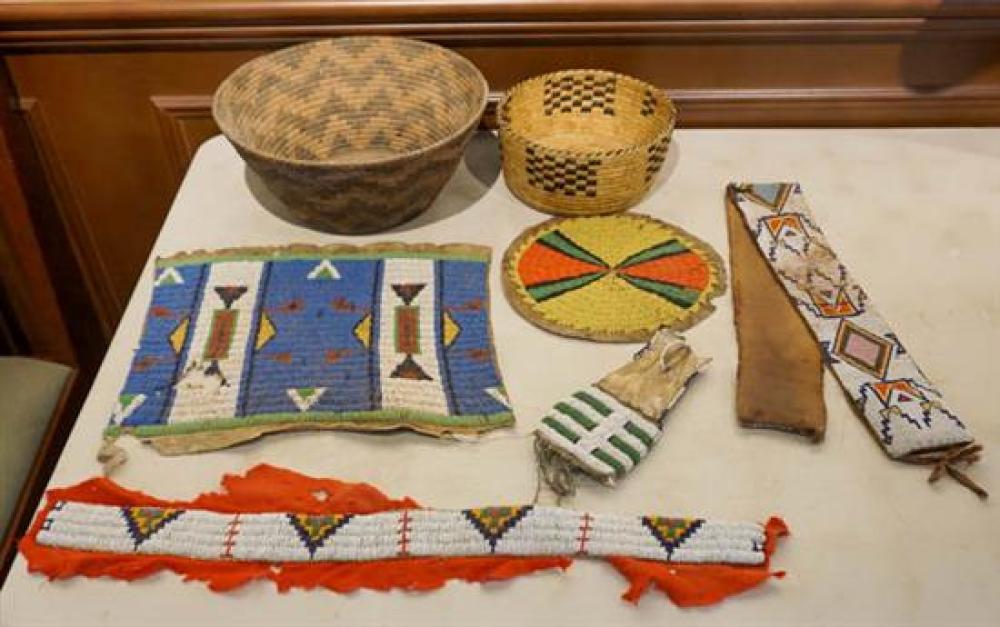 FIVE AMERICAN INDIAN BEADED WARE