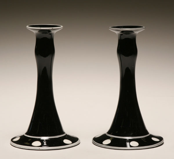 Pair of black Diamond Glass decorated