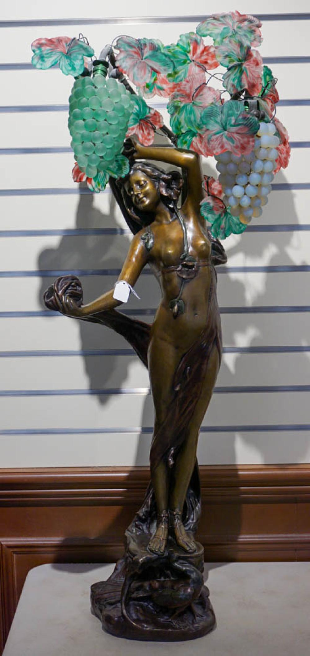 ART NOUVEAU BRONZE AND GLASS FIGURE