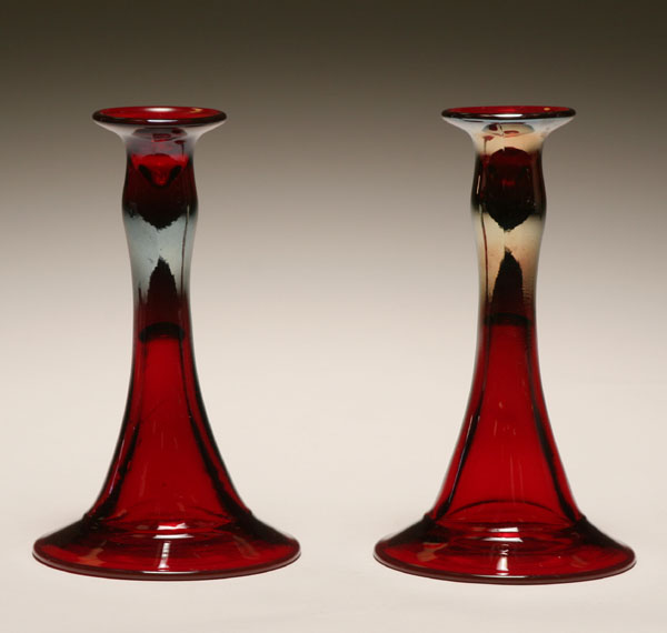 Pair of Diamond Glass red stretch glass