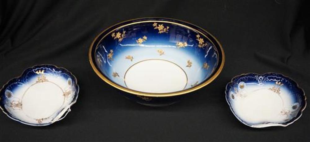 EUROPEAN GILT AND COBALT PORCELAIN