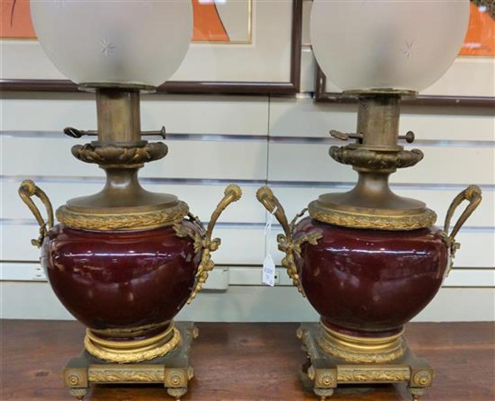 PAIR OF FRENCH ORMOLU MOUNTED RED