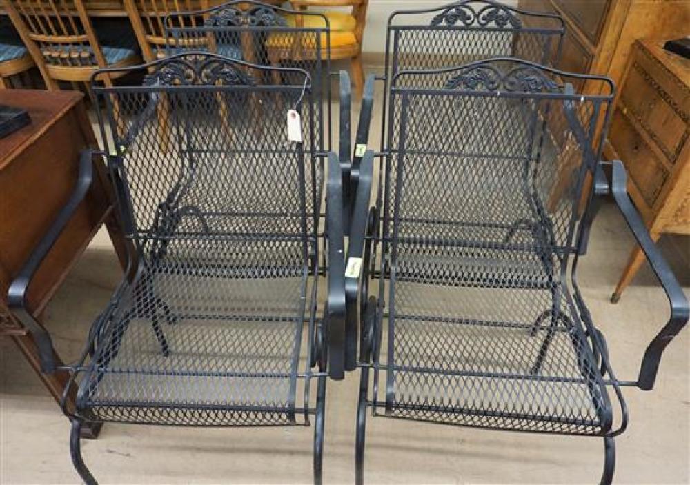 FOUR BLACK PAINTED WROUGHT IRON 31ef26