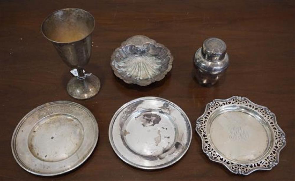 THREE SMALL STERLING TRAYS, SHELL-FORM