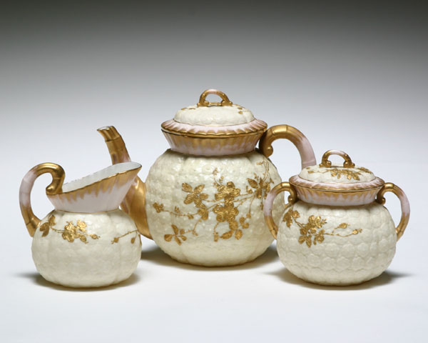 Belleek porcelain tea service with gilt