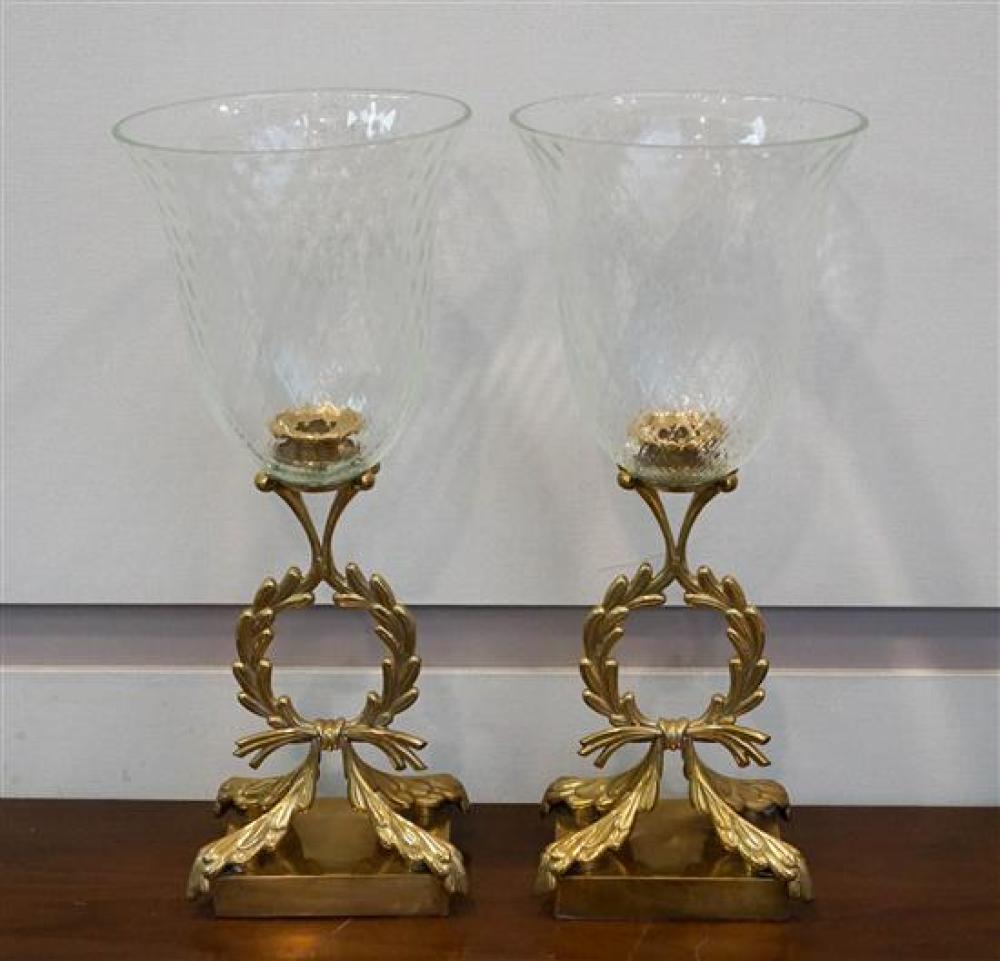 PAIR OF BRASS CANDLESTICKS WITH