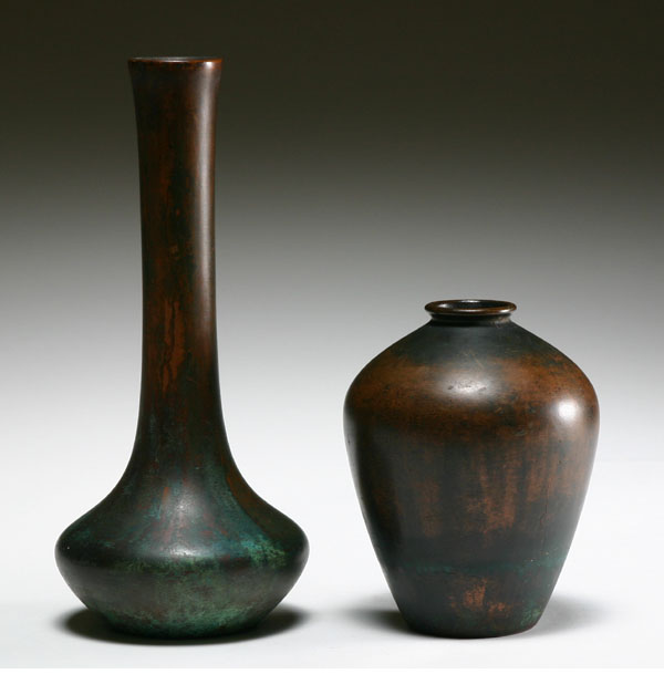 Clewell bronze clad art pottery vases.