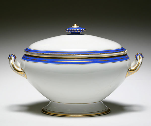 Haviland soup tureen with cobalt and
