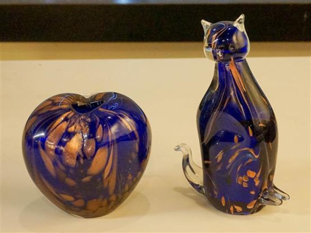 CONTEMPORARY GOLD DECORATED COBALT GLASS