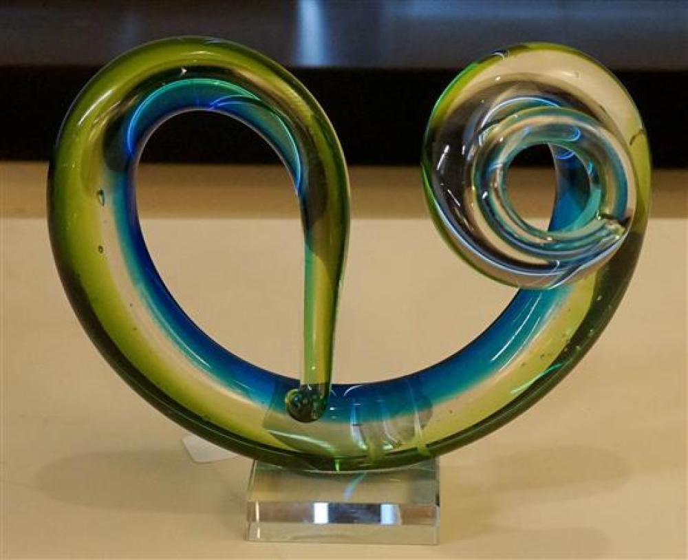 CONTEMPORARY BLUE GREEN GLASS SCULPTUREContemporary 31f094