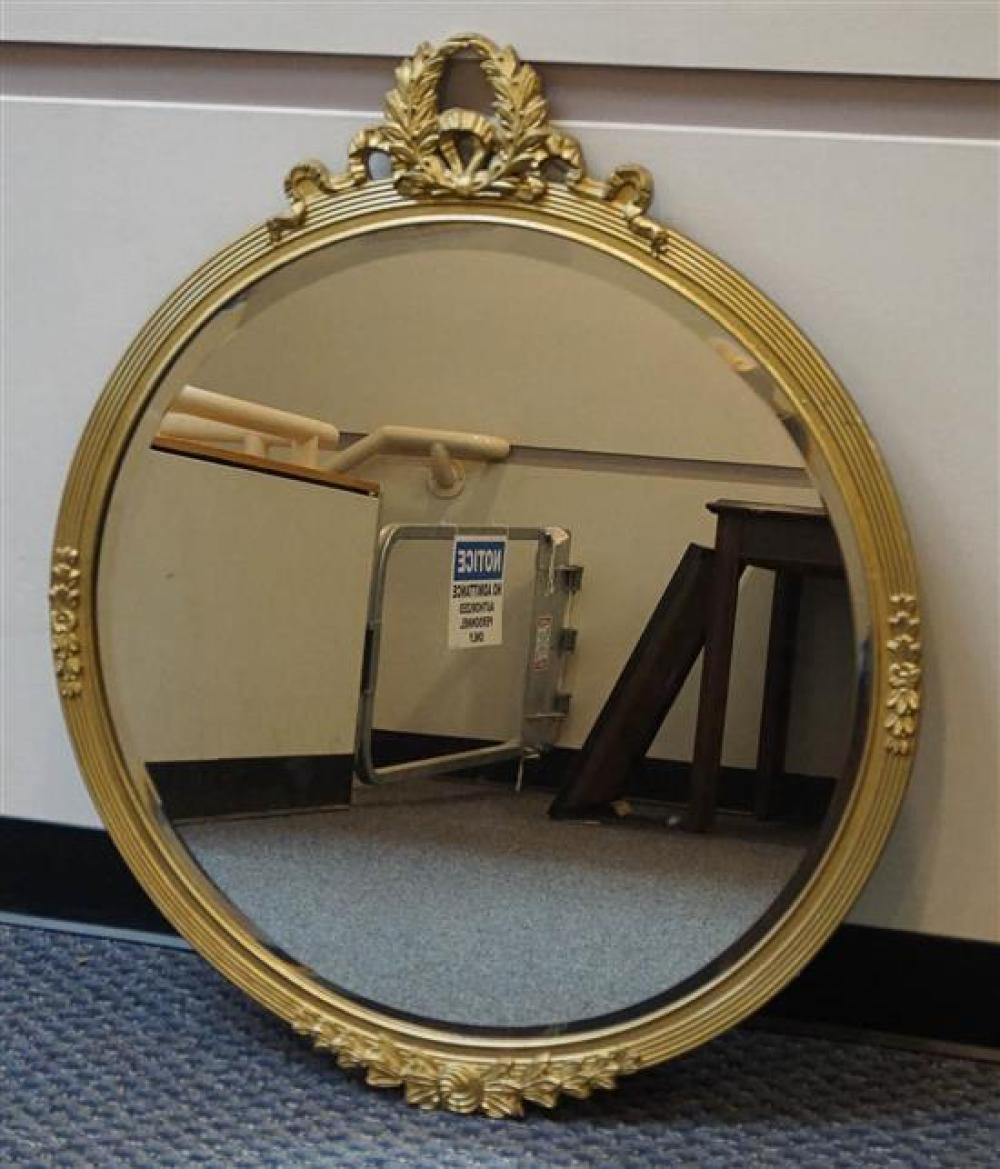 EMPIRE STYLE GILT FRAME ROUND MIRROR,