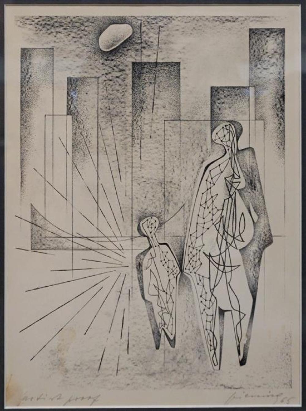 ABSTRACT FIGURES, OFFSET LITHOGRAPH,