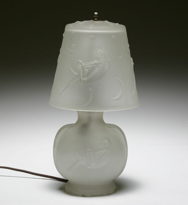 Deco style frosted boudoir lamp