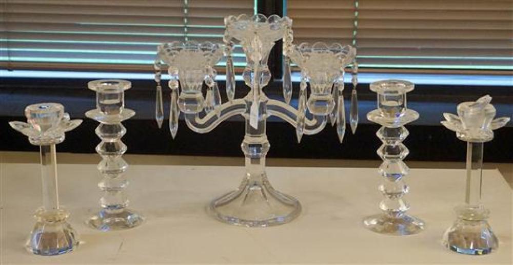 TWO PAIRS OF CRYSTAL CANDLEHOLDERS