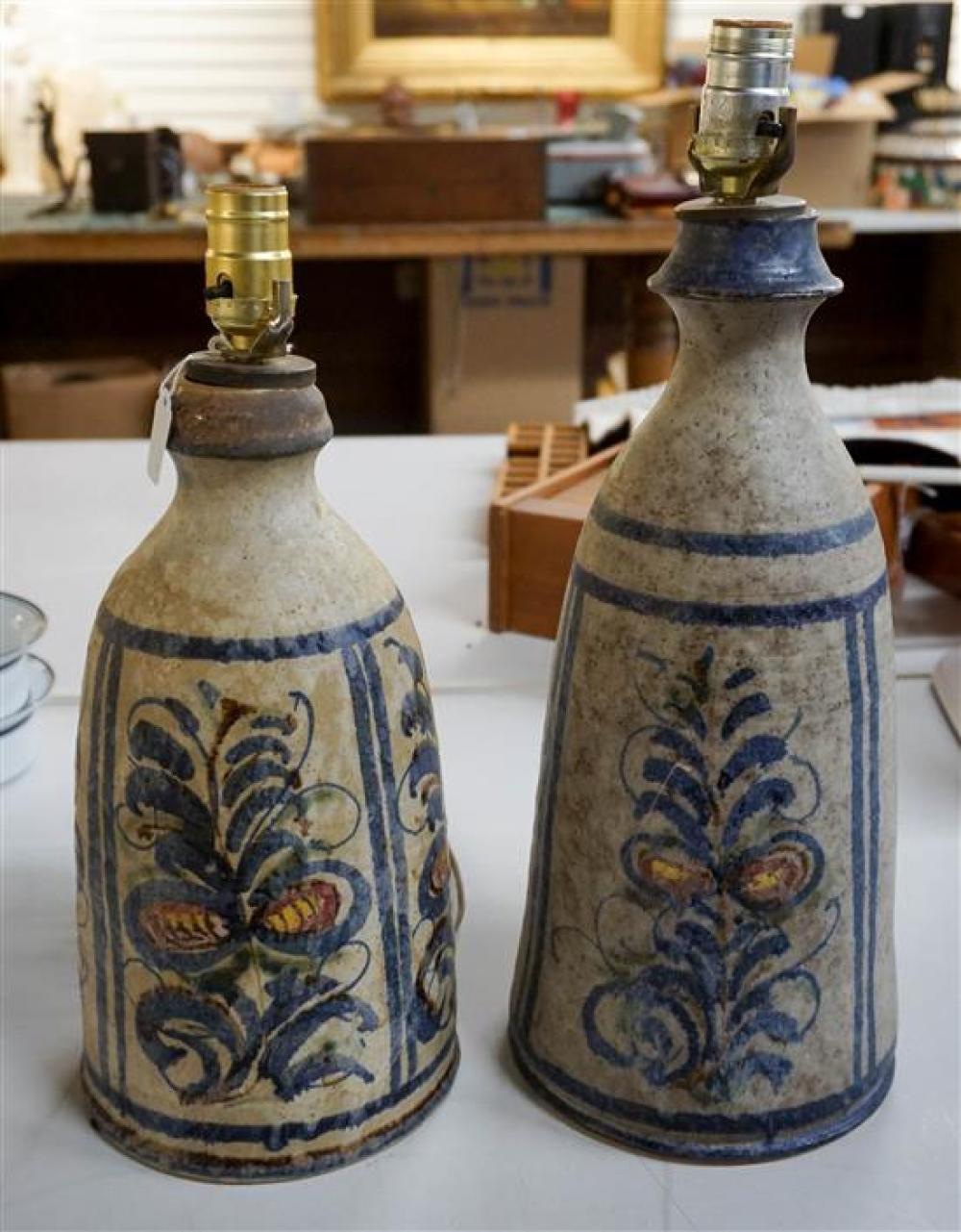 TWO BERKSHIRE POTTERY TABLE LAMPSTwo