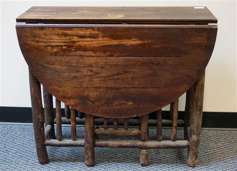 STAINED OAK GATE LEG DROP-LEAF TABLEStained
