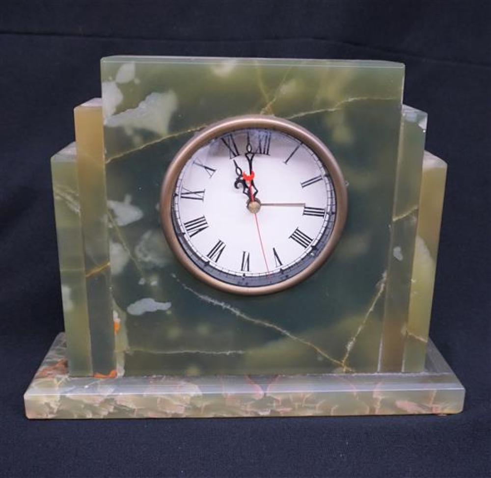 ART DECO GREEN ONYX MANTEL CLOCK