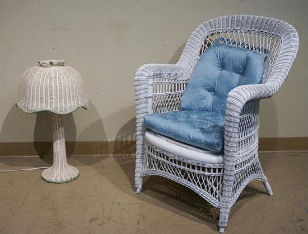 AMERICAN WHITE PAINTED WICKER ARMCHAIR 31f242