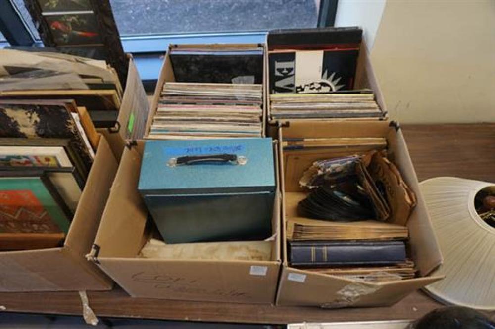FOUR BOXES OF 78, 45 AND 33 RECORDS,