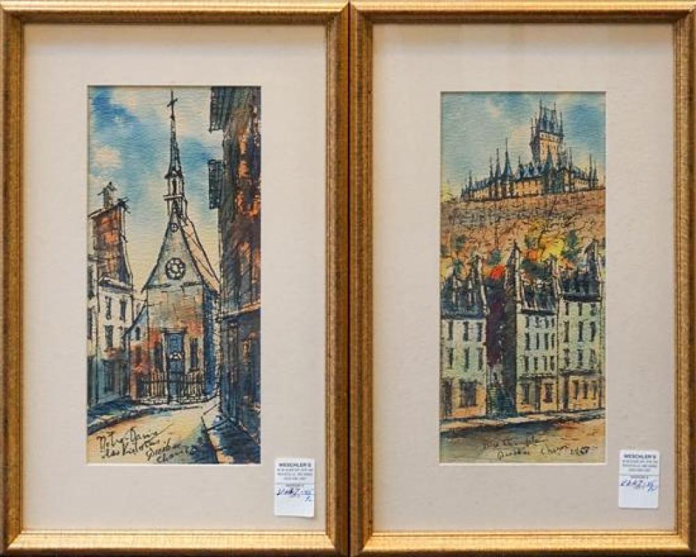 QUEBEC SCENES, PAIR OF WATERCOLORS,