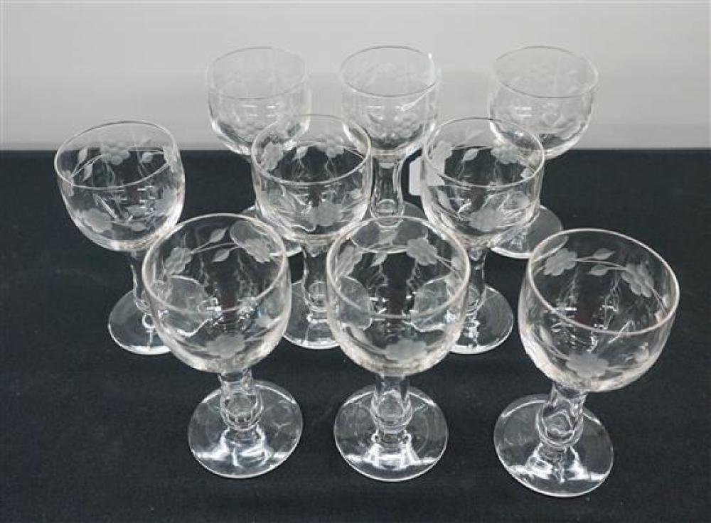 NINE EUROPEAN ETCHED GLASS HOLLOW