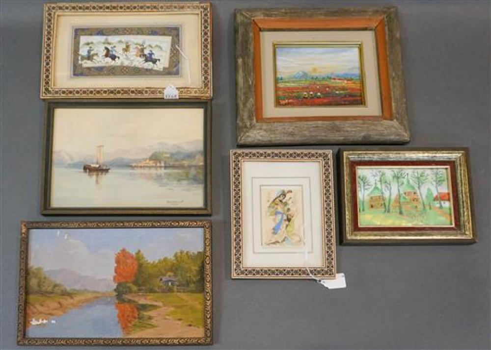 SIX ASSORTED WORKS OF ART, LARGEST