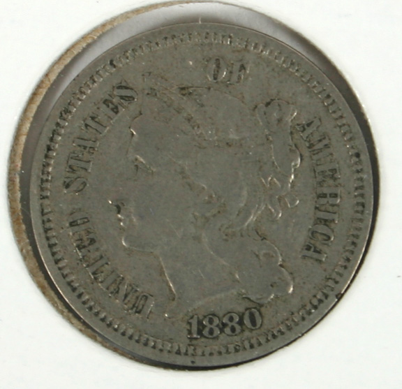 1880 Nickel Three-Cent Piece.