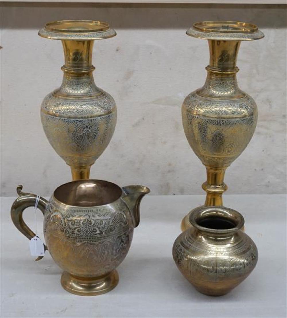 PAIR OF INDIAN INCISED DECORATED VASES,