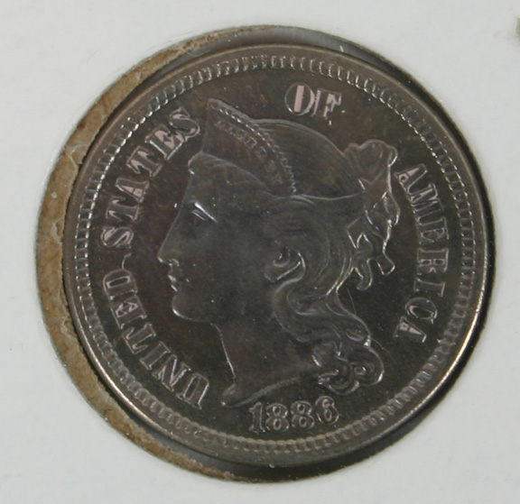1886 Nickel Three-Cent Piece.