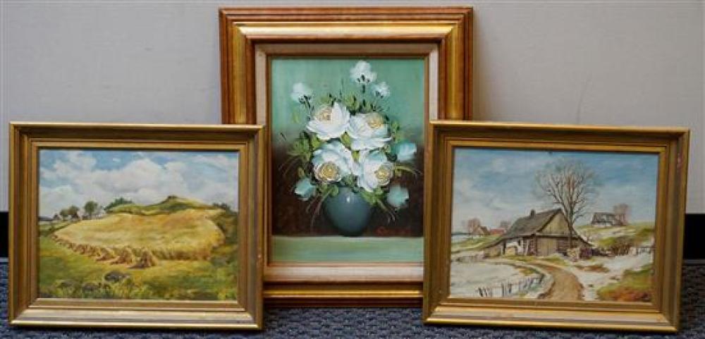 THREE FRAMED OIL PAINTINGS TWO 31f3b5
