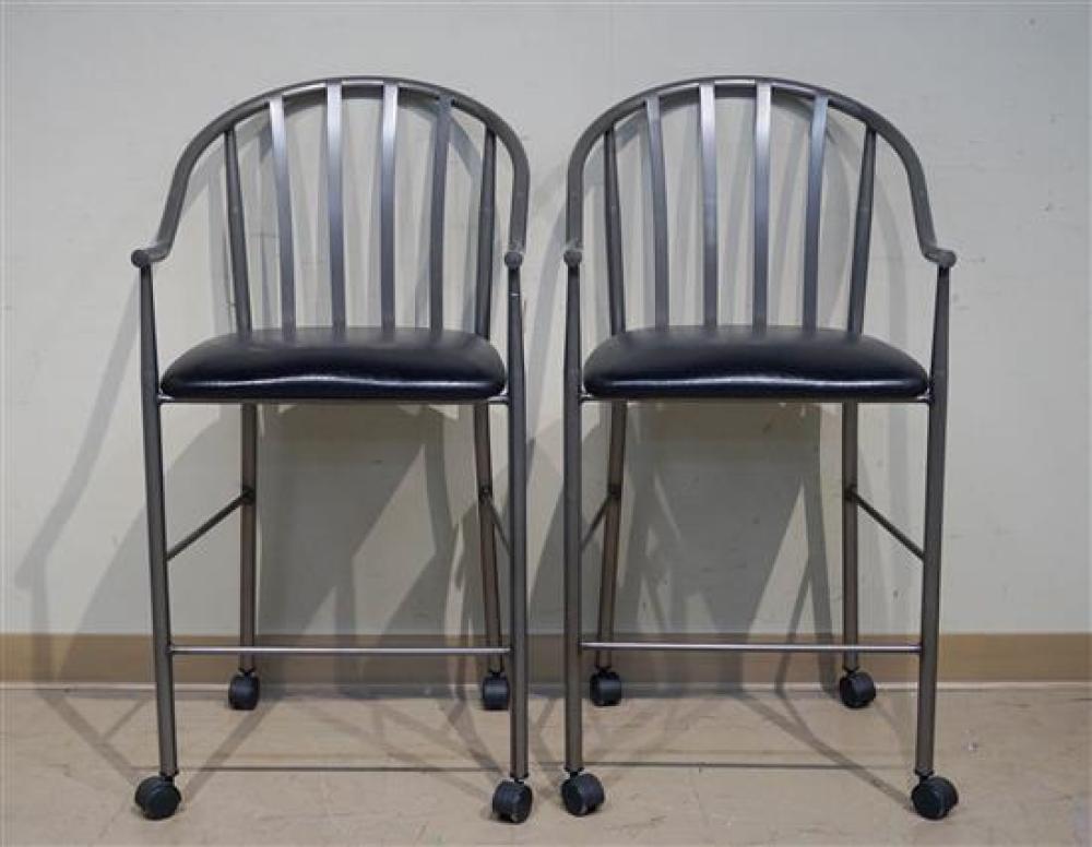 PAIR OF PATINATED METAL UPHOLSTERED 31f3c4