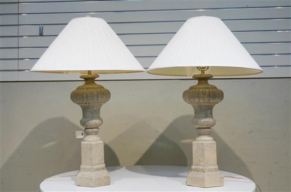 PAIR OF BEIGE PLASTER URN FORM 31f3c9