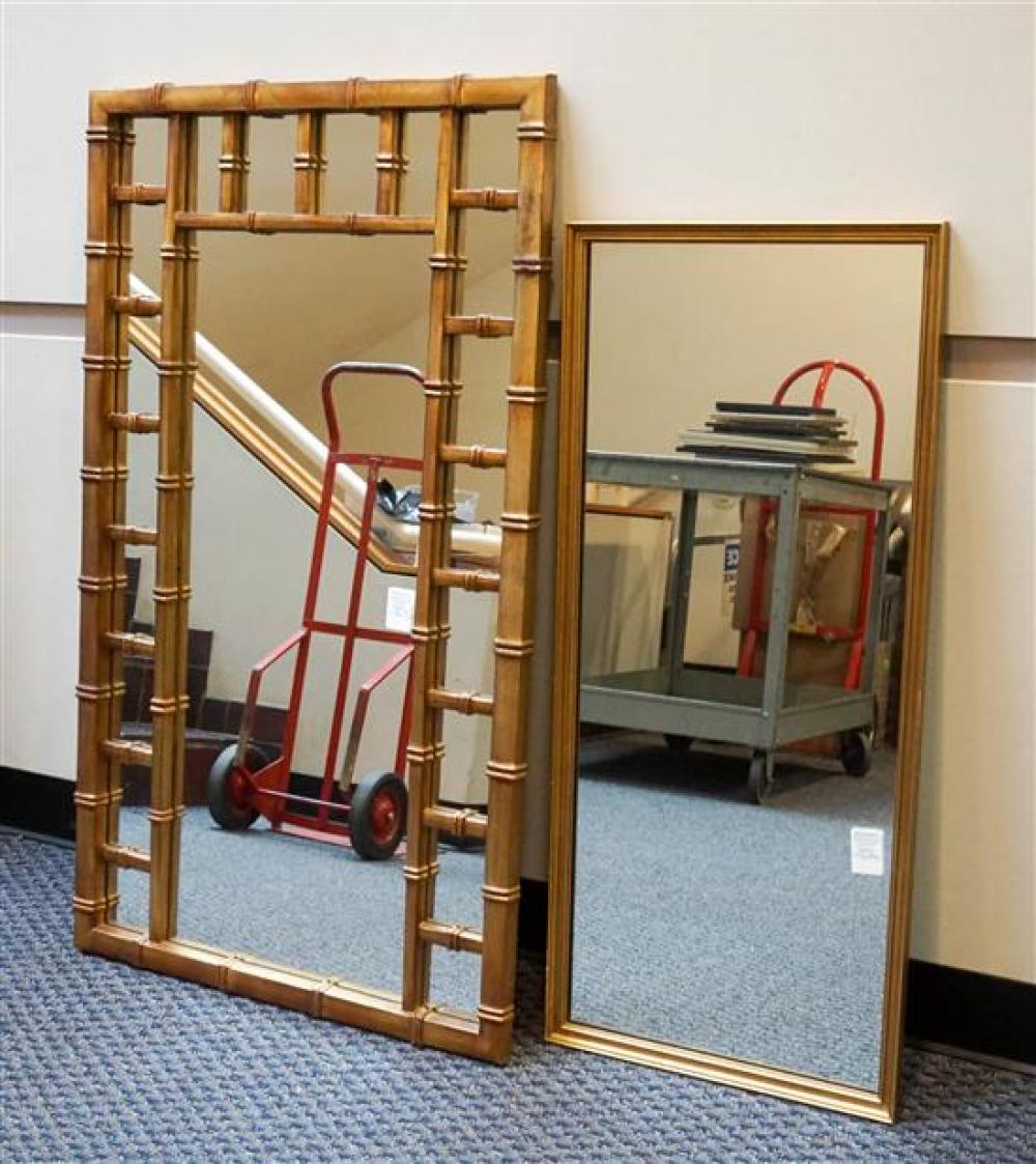 TWO GOLD DECORATED FRAME MIRRORS,